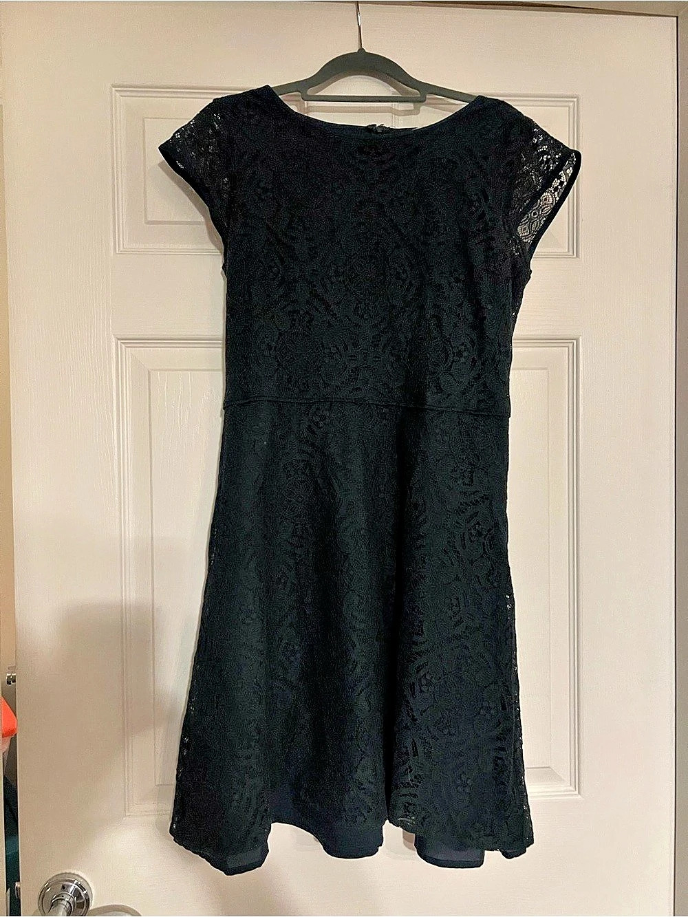 Dark Green Floral Lace Mini Dress Like New